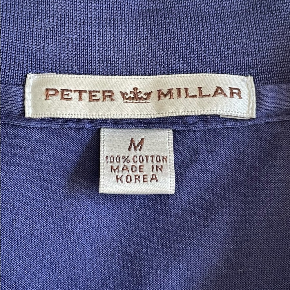 Men's Peter Millar Korea Blue Polo Shirt Golf Tee Medium 100% Cotton Hiking - Picture 4 of 8